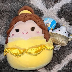 NWT Beauty & The Beast Belle & Lumiere Squishmallow Bundle 10 in. & 4 in.